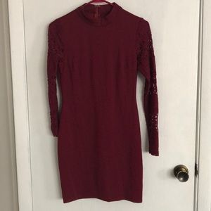 Lulus maroon long sleeve fitted dress